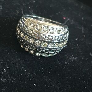 Elegant Silver and Crystal Ring